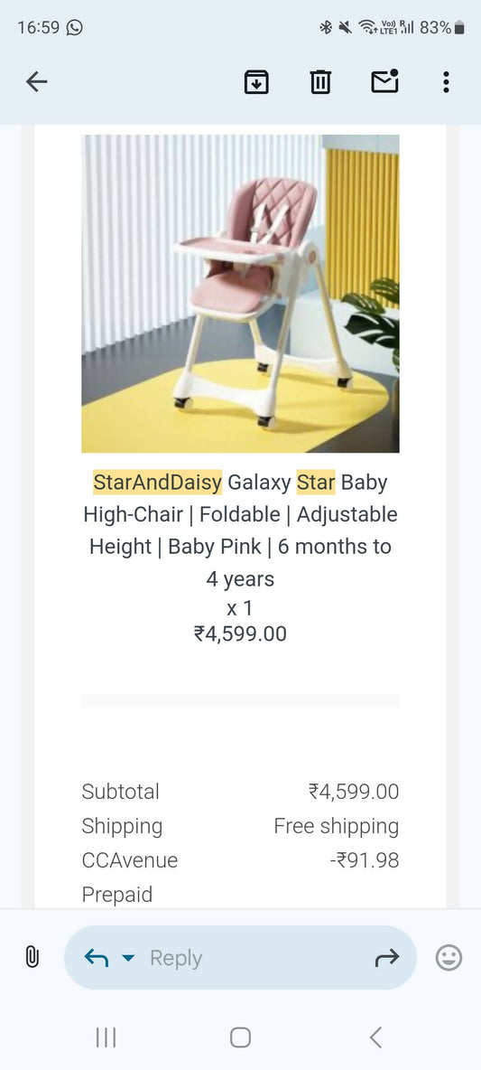 STAR AND DAISY Galaxy Star HIgh Chair