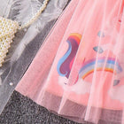 Unicorn Theme Net Partywear Dress/Frock