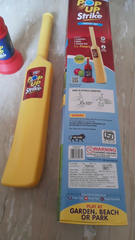 The Virgo Toys Pop Up &amp; Strike Cricket Set is an engaging outdoor toy designed to enhance hand-eye coordination and encourage active play among children. 