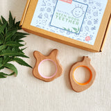 BABYCOV Cute Rabbit and Carrot Natural Neem Wood Teethers for Babies | Natural and Safe | Goodness of Organic Neem Wood | Both Chewing and Grasping Toy | Set of 2 (Age 4+ Months) - PyaraBaby