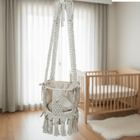 Elegant Ivory Macrame Baby Swing – Handcrafted Boho Hanging Chair