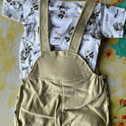 Single Romper 3-6 months New Beige/White - Animal Print - PyaraBaby