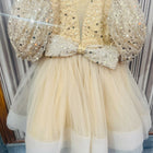 LITTLE MUFFET Beige Sequined Dress Party Wear