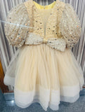 LITTLE MUFFET Beige Sequined Dress Party Wear