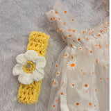 Crochet Baby Girl shoes and Headband Set with Net Frock