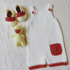 Crochet Romper, Booties & Bear Set