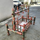 Wooden Cradle with Palna Malaysian Teak Wood, Dimensions: 26W×40H in inch