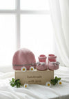 Crochet beanie and shoes set
