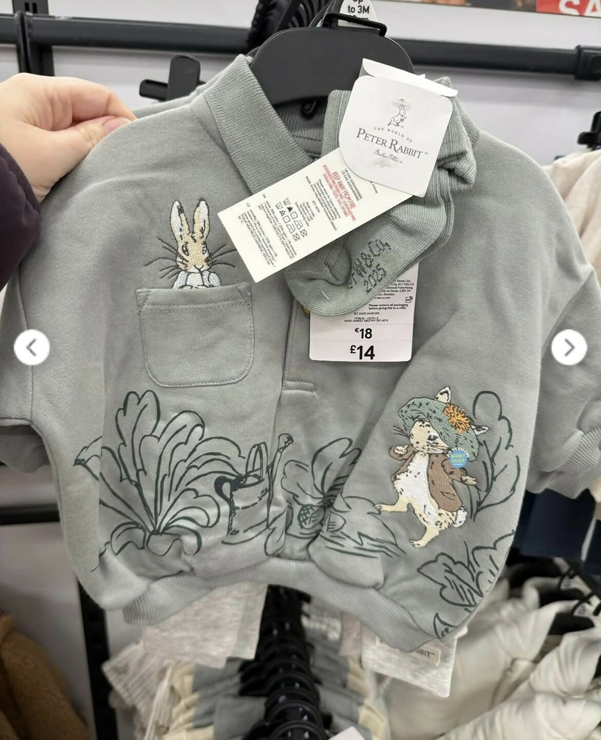 Peter Rabbit baby sweatshirt from the F&F range at Tesco.