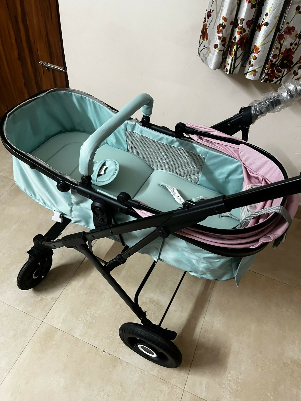 LIFELONG  Baby Stroller/Pram, Pink & green/ Travel system with car seat 