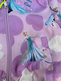 Purple jacket with Frozen character design featuring Elsa and Olaf.