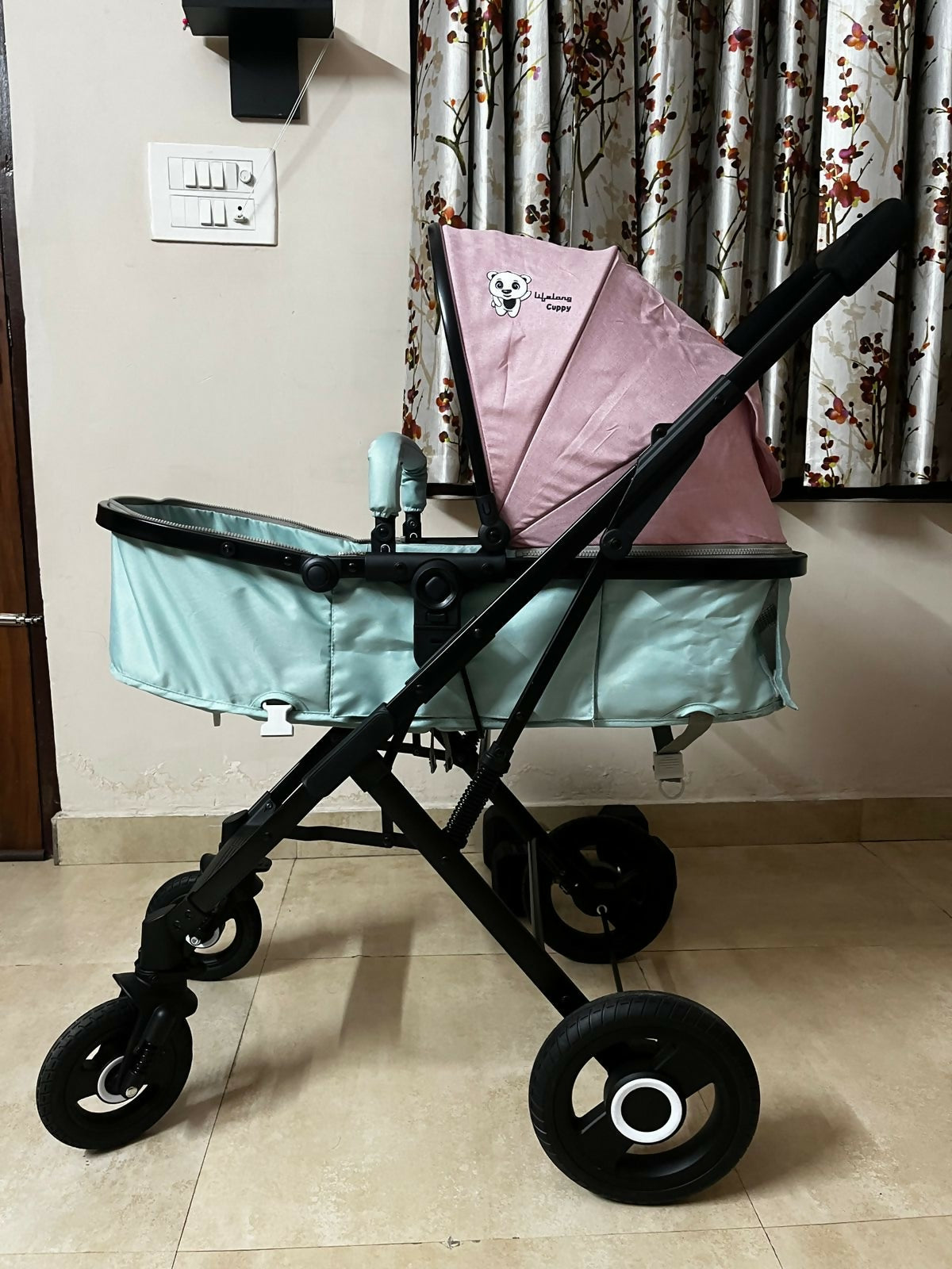 LIFELONG  Baby Stroller/Pram, Pink & green/ Travel system with car seat 