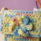Handmade Plush Crochet Mini Shoulder Bag – Pastel Floral Design | Soft Chenille Yarn Purse