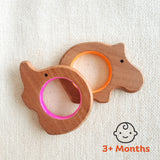 BABYCOV Cute Hippo and Elephant Natural Neem Wood Teethers for Babies | Natural and Safe | Goodness of Organic Neem Wood | Both Chewing and Grasping Toy | Set of 2 (Age 4+ Months) - PyaraBaby