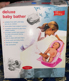 Discover the DELUXE Baby Bather, offering a secure mesh sling, ergonomic design, and easy storage for safe and comfortable baby baths.