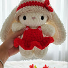 Crochet bunny with long ears and hat