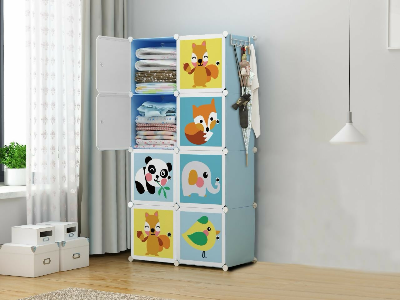8 Door Plastic Wardrobe for Small Cupboard ( 28×14×56 inch ) - PP Wardrobe