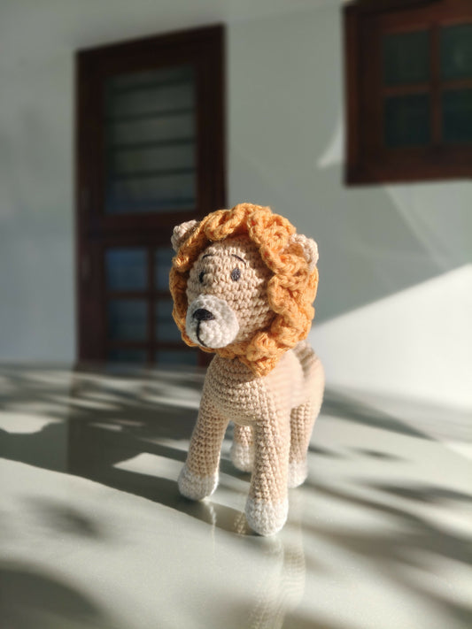 Amigurumi Crochet Lion Made with Soft Cotton Yarn