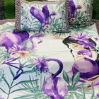Floral and bird patterned bedsheet set with pillows 