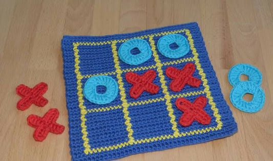 Crochet tic tac toe board game