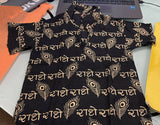 Black dress with gold patterns on a table