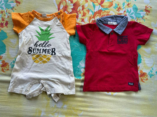 T-Shirt Half Sleeves and White Onesie/Romper - PyaraBaby