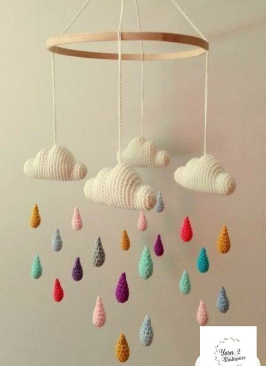 Crochet cradle hanging /cot mobile with bells