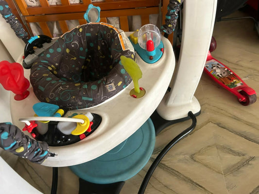 Evenflo Exersaucer jumper – fun, developmental activity center with bouncing seat, rotating toys, lights, and music for baby’s growth journey.

