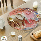 Round placemat with elephant design 