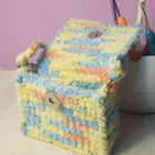 Handmade Plush Crochet Mini Shoulder Bag – Pastel Floral Design | Soft Chenille Yarn Purse