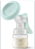 Philips Avent breast pump with a green cover on a white background