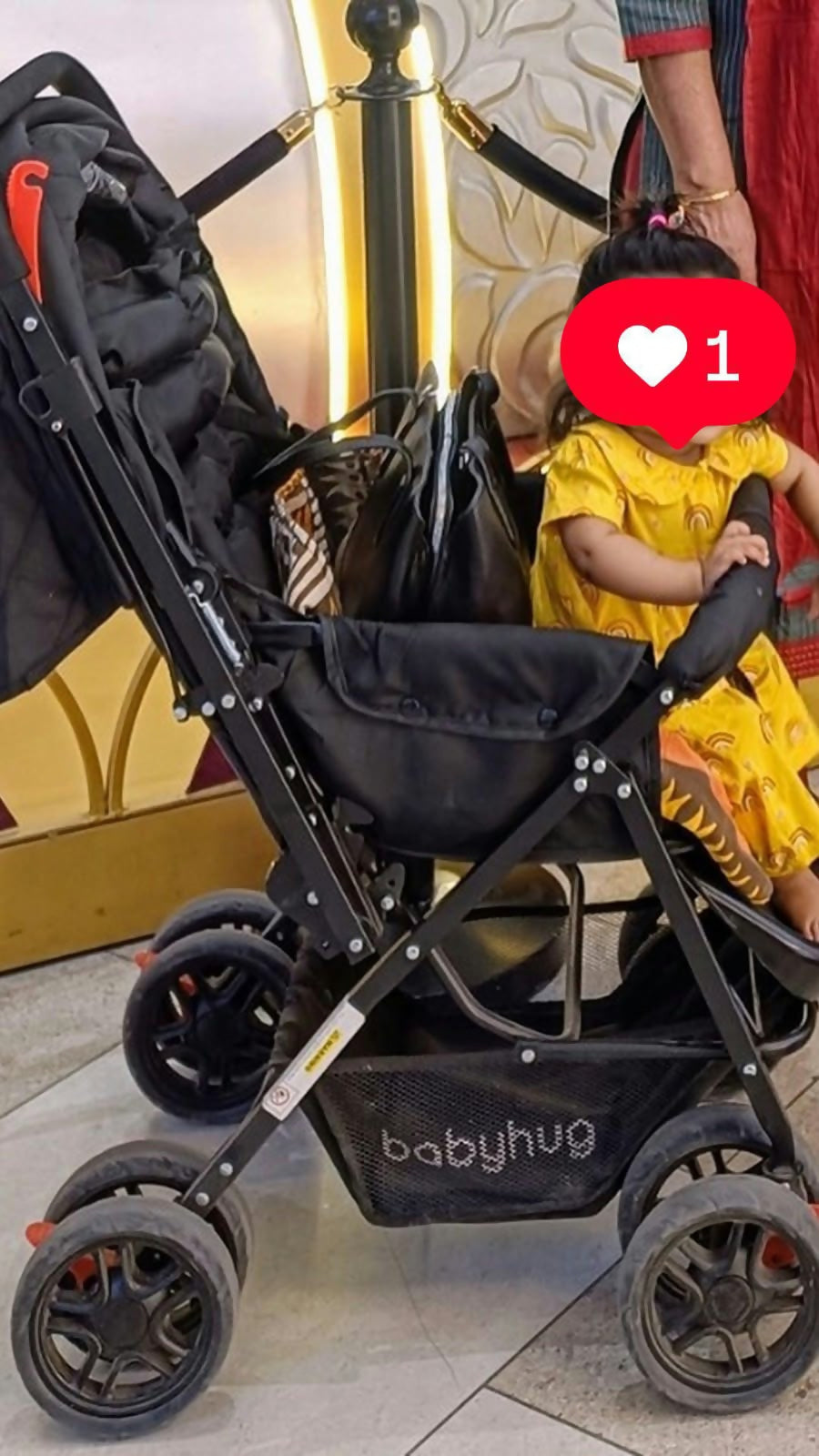 BABYHUG Cocoon Stroller with Adjustable Canopy & Reversible Handle – Mud Night Black