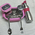 Buy Personalised Stainless Steel Tiffin Box, Bottle, Spoon, Fork Set – Durable, Custom Mealtime Kit for Kids

