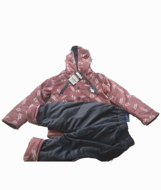 Winter Set : Hoodie Jacket  with Matching Pants (Velvet Touch) (Thick and Warm)