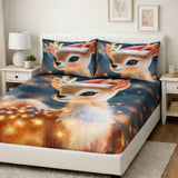 Bedding set with deer design on a bed 