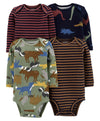 CARTER'S Long-Sleeve Original Onesies Pack of 4 - Green Black Brown