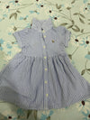 RALPH LAUREN girls blue white stripe cotton knit button up dress 