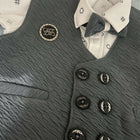 Gray textured vest with decorative buttons - Baby party wear dress