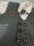 Gray textured vest with decorative buttons - Baby party wear dress