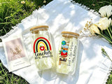 Teacher's Day Special Personalized Glass Tumbler with Steel Straw