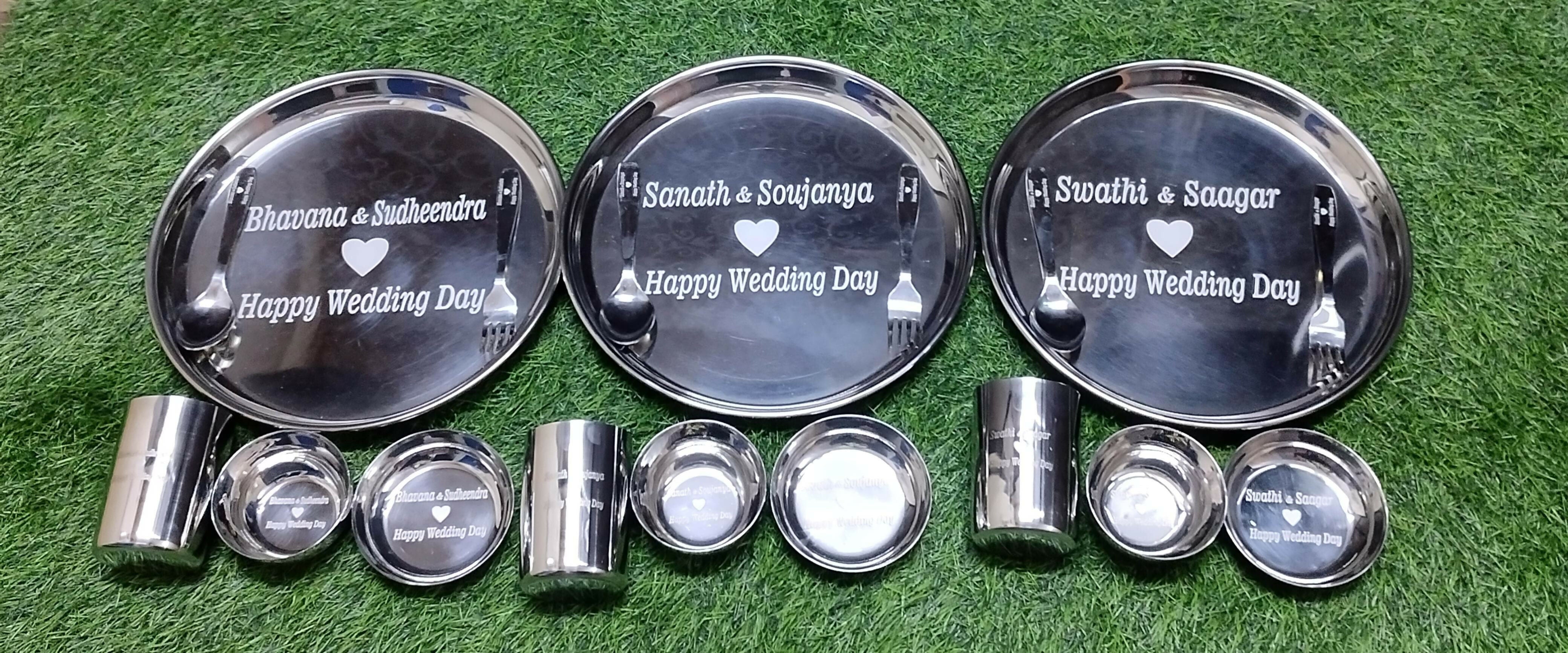 Buy Personalised Stainless Steel Plate, Glass, Bowl, Spoon, and Fork Set – Durable and Customizable Dining Set for Children​

