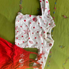 Doodle Frock (sleeveless) and Tshirt White (Full Sleeves) - Red/White colour