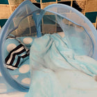 Protect and entertain your baby with our versatile Bed with Mosquito Net – converts into a play gym with engaging toys for safe sleep and fun playtime.