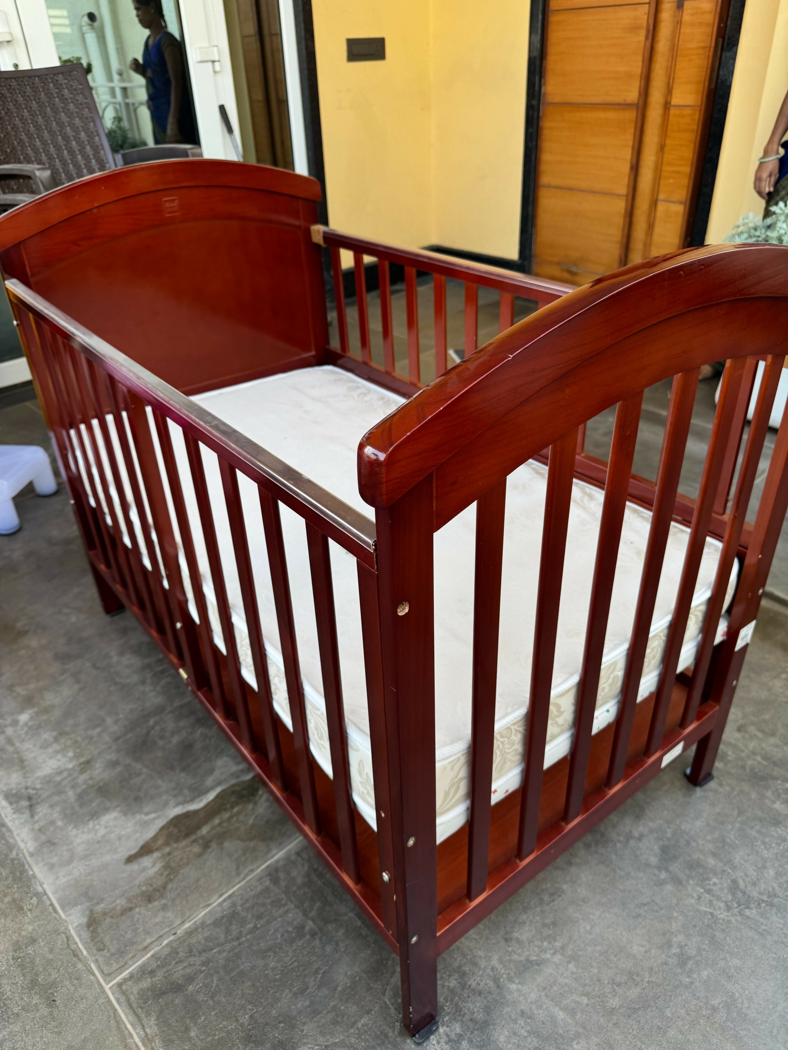 MEEMEE Wooden Baby Cot with Mosquito Net for 0-3 Years WITH MATTRESS