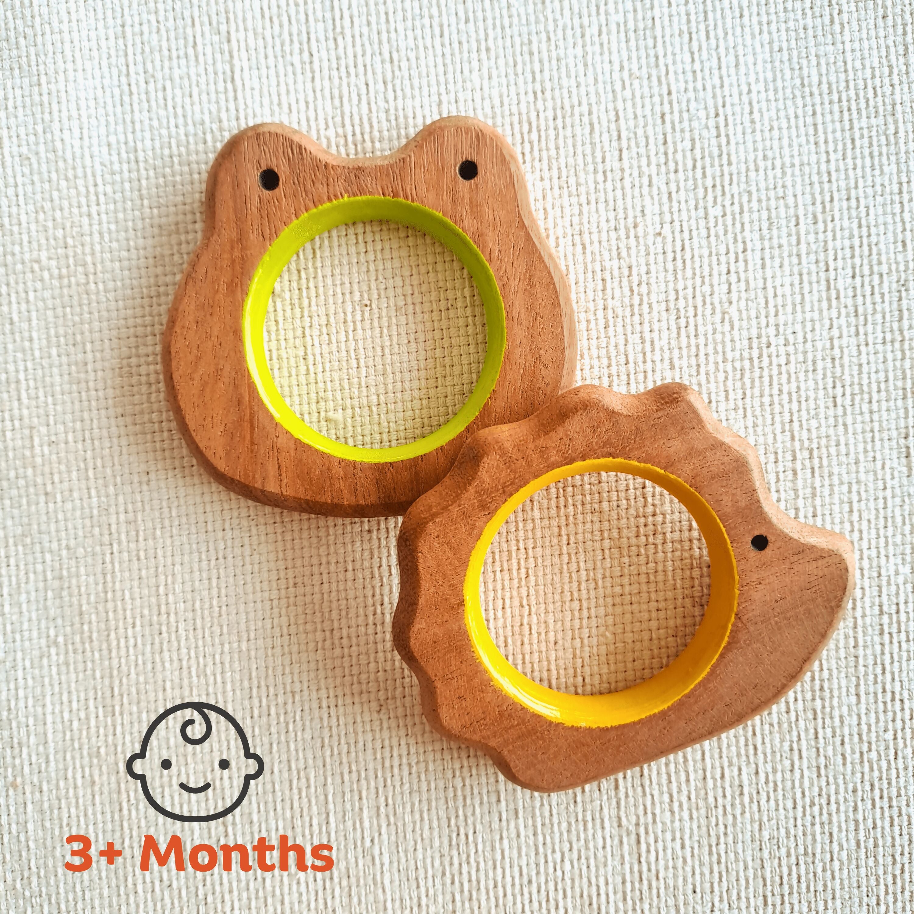 BABYCOV Cute Frog and Porcupine Natural Neem Wood Teethers for Babies | Natural and Safe | Goodness of Organic Neem Wood | Both Chewing and Grasping Toy | Set of 2 (Age 4+ Months) - PyaraBaby