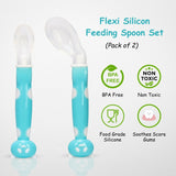 ADORE Flexi Silicone Feeding Spoon Set- Pack of 2 - PyaraBaby