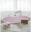Crochet baby girl booties, headband frock set