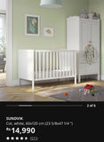 IKEA SUNDVIK BABY COT WHITE with mattress and protector