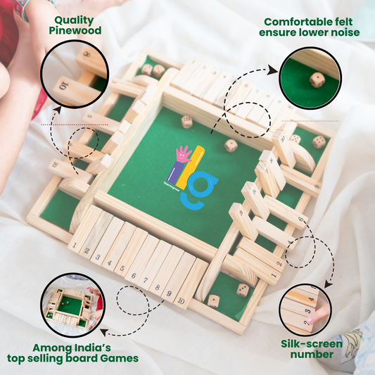 Introducing our timeless game of Shut the Box, a captivating blend of luck, strategy, and arithmetic. 