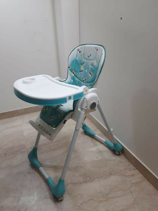 Blue and white high chair 